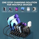 Charging Station for Multiple Devices,75W 6 Port USB C Fast Charger Station with 3 20W PD USB C,7 Charging Cables Included,USB C harging Dock for iPhone 16/15/14/13,iPad,Galaxy Tablets