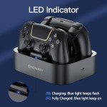 NEWDERY PS5 Controller Charger Station Compatible with Dualsense Edge Controller, Fast Charging Dock Stand with Cable, Dual Controller Charging Station for PlayStation 5 & Edge Controller