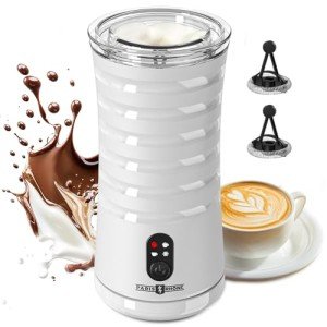 Paris Rhône Milk Frother, 4-in-1 Milk Steamer and Frother, Hot & Cold Foam Milk Warmer with Temperature Control, Auto Shut-Off Frother for Coffee, Latte, Cappuccino, Macchiato