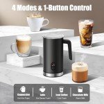 Ovetedot Milk Frother, 4-in-1 Milk Frother and Steamer, Automatic Hot and Cold Foam Maker and Milk Warmer, Electric Frother for Coffee, Latte, Cappuccino, Macchiato, Matcha(Black)