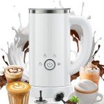 Milk Frother and Steamer, Electric 4-in-1 Hot and Cold Foam Maker, Automatic Milk Warmer with Two Whisks for Latte Cappuccino Hot Chocolate, 550W, 10.1oz/300ml, (Snow White)