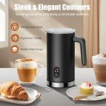 Ovetedot Milk Frother, 4-in-1 Milk Frother and Steamer, Automatic Hot and Cold Foam Maker and Milk Warmer, Electric Frother for Coffee, Latte, Cappuccino, Macchiato, Matcha(Black)