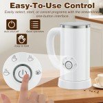 Milk Frother and Steamer, Electric 4-in-1 Hot and Cold Foam Maker, Automatic Milk Warmer with Two Whisks for Latte Cappuccino Hot Chocolate, 550W, 10.1oz/300ml, (Snow White)
