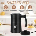 Electric Milk Frother, 4 in 1 Milk Steamer with Two Frothing Whisks, Saicefe 11.8oz/350ml Automatic Warm and Cold Foam Maker for Coffee, Latte, Cappuccino, Macchiato, Hot Chocolate (Black)