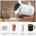 Milk Frother and Steamer, Electric 4-in-1 Hot and Cold Foam Maker, Automatic Milk Warmer with Two Whisks for Latte Cappuccino Hot Chocolate, 550W, 10.1oz/300ml, (Snow White)