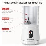 Paris Rhône Milk Frother, 4-in-1 Milk Steamer and Frother, Hot & Cold Foam Milk Warmer with Temperature Control, Auto Shut-Off Frother for Coffee, Latte, Cappuccino, Macchiato