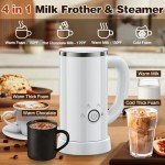 Milk Frother and Steamer, Electric 4-in-1 Hot and Cold Foam Maker, Automatic Milk Warmer with Two Whisks for Latte Cappuccino Hot Chocolate, 550W, 10.1oz/300ml, (Snow White)