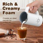 Milk Frother and Steamer, Electric 4-in-1 Hot and Cold Foam Maker, Automatic Milk Warmer with Two Whisks for Latte Cappuccino Hot Chocolate, 550W, 10.1oz/300ml, (Snow White)