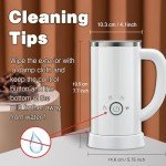 Milk Frother and Steamer, Electric 4-in-1 Hot and Cold Foam Maker, Automatic Milk Warmer with Two Whisks for Latte Cappuccino Hot Chocolate, 550W, 10.1oz/300ml, (Snow White)