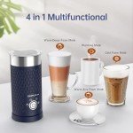SIMPLETASTE Milk Frother, 4-in-1 Electric Milk Steamer, Automatic Warm and Cold Foam Maker and Milk Warmer for Latte, Cappuccinos, Macchiato