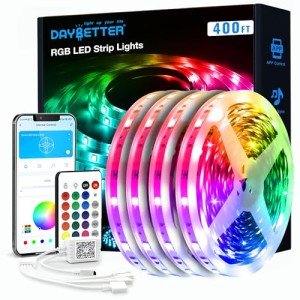 DAYBETTER LED Strip Lights 400 ft, Smart Light with App Remote Control, RGB LED Lights for Bedroom, Music Sync Color Changing Lights for Room Home Decor Party Festival Halloween, Christmas (4 Rolls)