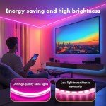 Neon Rope Lights, JIAMEI 50FT RGB LED Strip Lights, App Control, IR Remote, Music Syncing, Outdoor IP67 Waterproof, Flexible Neon Strip Lights Cuttable for Bedroom, Gaming, Party, Outdoors Decor