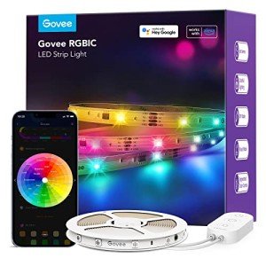 Govee RGBIC Alexa LED Strip Light 32.8ft, Smart WiFi LED Lights Work with Alexa and Google Assistant, Segmented DIY, Music Sync, Color Changing LED Strip Lights for Room, Kitchen, Desk, Christmas