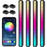 Soulpunk RGB Rechargeable Sound Control Light, Voice-Activated Pickup Music Rhythm Lights, Creative Colorful LED Ambient Light, with 15 Modes Music Sync 32-Bit Audio Spectrum for Car（4 Pack-App）