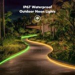 Neon Rope Lights, JIAMEI 50FT RGB LED Strip Lights, App Control, IR Remote, Music Syncing, Outdoor IP67 Waterproof, Flexible Neon Strip Lights Cuttable for Bedroom, Gaming, Party, Outdoors Decor