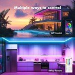 Neon Rope Lights, JIAMEI 50FT RGB LED Strip Lights, App Control, IR Remote, Music Syncing, Outdoor IP67 Waterproof, Flexible Neon Strip Lights Cuttable for Bedroom, Gaming, Party, Outdoors Decor