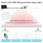 Neon Rope Lights, JIAMEI 50FT RGB LED Strip Lights, App Control, IR Remote, Music Syncing, Outdoor IP67 Waterproof, Flexible Neon Strip Lights Cuttable for Bedroom, Gaming, Party, Outdoors Decor