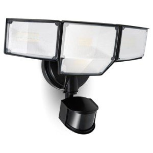 LUTEC 80W 9000LM LED Security Lights Motion Sensor Outdoor Lights, 4 Head LED Flood Lights Outdoor 5000K Daylight, IP65 Waterproof, Motion Detected Lights for Outside, House, Garage, Yard (Black)