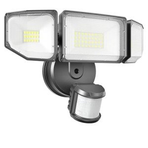 Abovizo 85W LED Security Lights Motion Sensor Light Outdoor, 8500LM, 6500K, IP65 Waterproof, 3 Head Motion Detected Flood Light for Garage, Yard, Porch (Black)