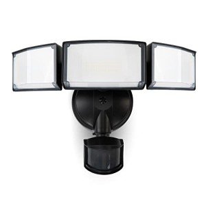 LUTEC 72W 7500LM LED Security Lights Motion Sensor Light Outdoor, 5000K Daylight, IP65 Waterproof, Dusk to Dawn, 3 Head Motion Detected Flood Light for Garage, Yard, Porch(Black)