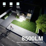 Abovizo 85W LED Security Lights Motion Sensor Light Outdoor, 8500LM, 6500K, IP65 Waterproof, 3 Head Motion Detected Flood Light for Garage, Yard, Porch (Black)