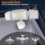 HGGH LED Security Motion Sensor Outdoor Lights,3 Head Motion Detection Outdoor Lights 6000K IP65 Waterproof,38W 4200LM Flood Lights Outdoor Motion Sensor Lights for Yard Garage Porch House