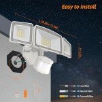 HGGH LED Security Motion Sensor Outdoor Lights,3 Head Motion Detection Outdoor Lights 6000K IP65 Waterproof,38W 4200LM Flood Lights Outdoor Motion Sensor Lights for Yard Garage Porch House