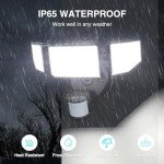 Abovizo 85W LED Security Lights Motion Sensor Light Outdoor, 8500LM, 6500K, IP65 Waterproof, 3 Head Motion Detected Flood Light for Garage, Yard, Porch (Black)