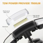 LUTEC 72W 7500LM LED Security Lights Motion Sensor Light Outdoor, 5000K Daylight, IP65 Waterproof, Dusk to Dawn, 3 Head Motion Detected Flood Light for Garage, Yard, Porch(Black)