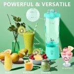 UPMSX Portable Blender for Smoothies, 21 Oz Mini Blender with 6 Blades, BPA Free Personal Blender for Shakes and Smoothies, USB Rechargeable Portable Blender Fruit Veggie for Home, Office, Camping