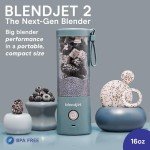 BlendJet Portable Blender for Smoothies & Shakes - 16oz BlendJet 2 Cordless Personal & Small Blender, USB-C Rechargeable, Self Cleaning - Quiet Mini Travel Blender with Stainless Steel Blade (Glacier)