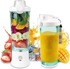 UPMSX Smoothie Blender, Personal Blender for Shakes and Smoothies with 6 Blades, 600ML Portable Blender Rechargeable USB with BPA Free Blender Cup and Lid, Mini Blender for Home, Travel