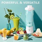 UPMSX Smoothie Blender, Personal Blender for Shakes and Smoothies with 6 Blades, 600ML Portable Blender Rechargeable USB with BPA Free Blender Cup and Lid, Mini Blender for Home, Travel