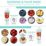 UPMSX Smoothie Blender, Personal Blender for Shakes and Smoothies with 6 Blades, 600ML Portable Blender Rechargeable USB with BPA Free Blender Cup and Lid, Mini Blender for Home, Travel