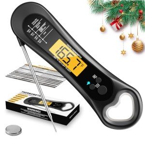 Biison Meat Thermometer Digital, Instant Read Meat Thermometer for Grill and Cooking, IP66 Waterproof Food Thermometer for Kitchen and Outside, BBQ, Turkey, Candy, Liquids, Beef