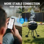 ThermoPro TP904 450 ft Wireless Meat Thermometer with 2 Probes, Meat Thermometer Digital Wireless for BBQ Oven, Bluetooth Meat Thermometer for Cooking, Smoker Thermometer for Chicken Steaks Poultry