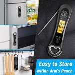 Biison Meat Thermometer Digital, Instant Read Meat Thermometer for Grill and Cooking, IP66 Waterproof Food Thermometer for Kitchen and Outside, BBQ, Turkey, Candy, Liquids, Beef