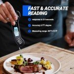 Biison Meat Thermometer Digital, Instant Read Meat Thermometer for Grill and Cooking, IP66 Waterproof Food Thermometer for Kitchen and Outside, BBQ, Turkey, Candy, Liquids, Beef
