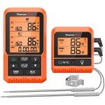 ThermoPro TP826 500FT Wireless Meat Thermometer, Dual Meat Probe Cooking Thermometer with HI/Low Alert, IPX4 Food Grill Thermometer, Outdoor Fryer Accessories for BBQ, Smoker, Oven, Grilling Gifts