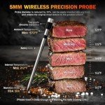Meat Thermometer Wireless, 800FT WiFi Bluetooth Digital Thermometer with Smart APP, Temp Precise Improved by 100%, Instant Read Food Thermometer with Alerts for Oven Smoker BBQ Grill