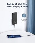VEGER Portable Charger for iPhone Built in Cables and Wall Plug, 10000mah Slim Fast Charging USB C Power Bank, Travel Essential Battery Pack Compatible with iPhones, iPad, Samsung, and More(Black)