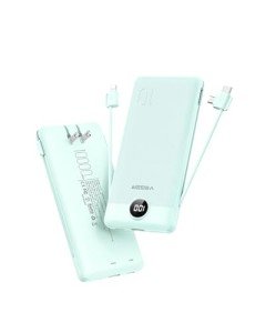 VEGER Portable Charger for iPhone with Built in Cables and Wall Plug, 10000mah Slim Fast Charging USB C Power Bank, Travel Essential Battery Pack Compatible with iPhone, iPad, Samsung etc(Green)