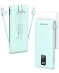 Charmast Portable Charger with Built-in Cables and Plug, 10000mAh USB C Power Bank Fast Charging 15W, External Battery Pack Slim, Travel Essentials Compatible with 16 15 14 13, Samsung Galaxy, iPad