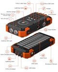 Sudrov Solar Charger Power Bank, 42800mAh Wireless Portable Charger with USB-C in/Output, QC3.0 Fast Charging 15W 4 Ports Outdoor Battery Pack Built-in Dual Led Flashlights for iPhone Samsung etc