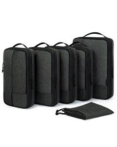 BAGSMART Compression Packing Cubes for Travel, 6 Set Travel Packing Cubes for Carry on Suitcases, Compression Travel Cubes & Suitcase Organizer for Packing with Shoe Bag Black