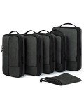 BAGSMART Compression Packing Cubes for Travel, 6 Set Travel Packing Cubes for Carry on Suitcases, Compression Travel Cubes & Suitcase Organizer for Packing with Shoe Bag Black
