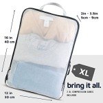 Large Packing Cube Set with See Through Mesh- Compression Packing Cubes Travel Organizers by TRIPPED Travel Gear (White)
