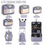 Veken 8 Set Packing Cubes for Suitcases, Travel Bag Organizers for Carry on Luggage, Suitcase Organizer Bags Set for Travel Essentials Travel Accessories in 4 Sizes(Extra Large, Large, Medium, Small)