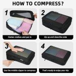 BAGAIL 4 Set/6 Set/8 Set Compression Packing Cubes Travel Accessories Expandable Packing Organizers(Black SquareMesh 6 Set)