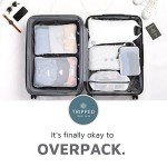 Large Packing Cube Set with See Through Mesh- Compression Packing Cubes Travel Organizers by TRIPPED Travel Gear (White)